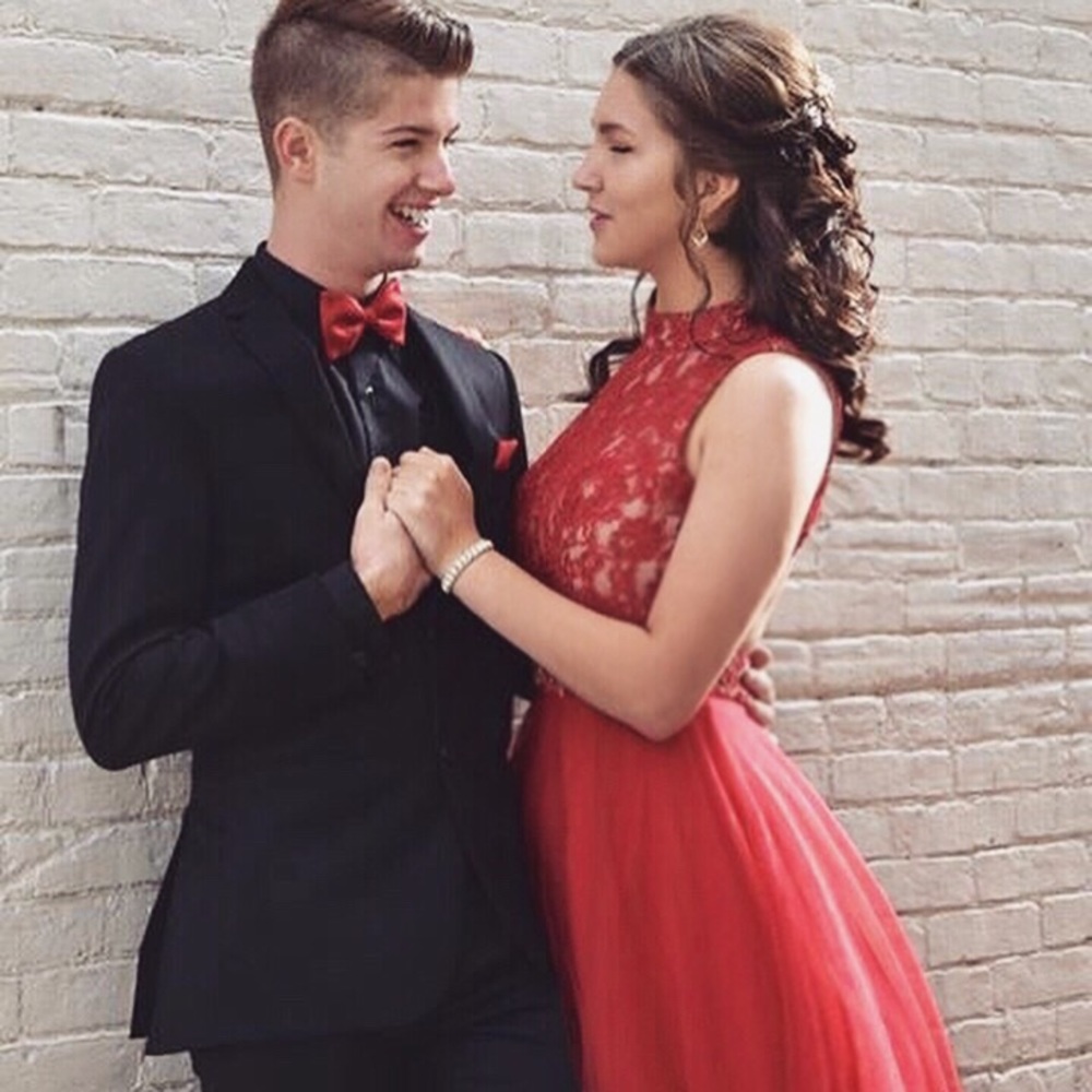 High neck prom dress